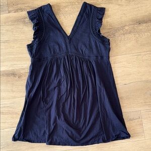 Boden Navy Sleeveless V-Neck Ruffle Trim Cover up size 20/22R